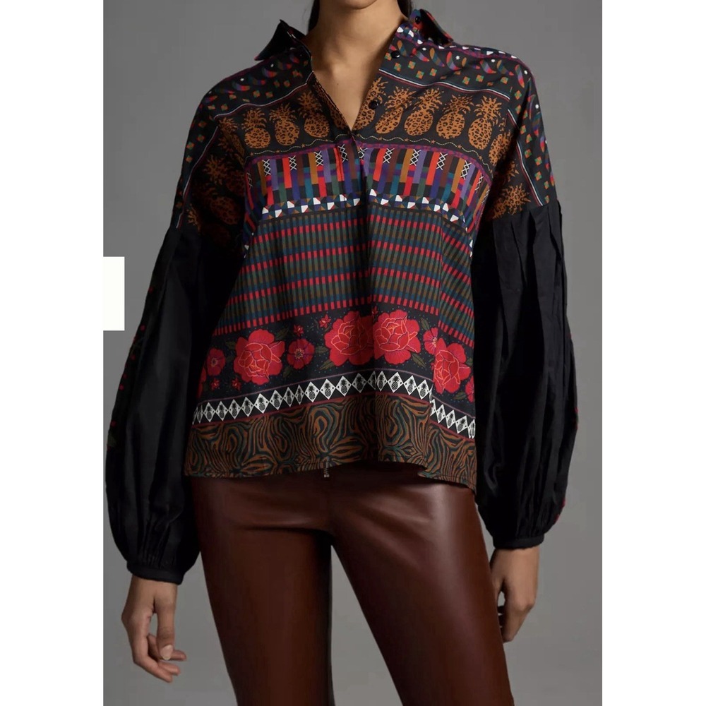 Farm Rio x Anthropologie Puff-Sleeve Blouse (Style No. 4110638280118)